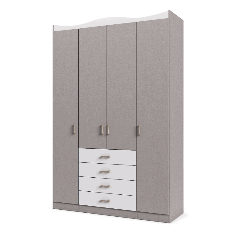 ארון 4 דלתות עם 12 חללי אחסון נפרדים + תא תלייה לקולבים ו- 4 מגירות – דגם שניאל