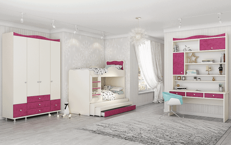 חדר ילדים שלם הכולל ארון, ספריה ומיטה, במידות וצבעים לבחירתכם – דגם עדן