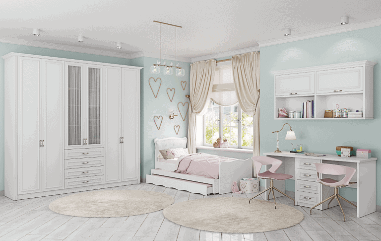 חדר ילדים שלם הכולל ארון, ספריה ומיטה, במידות וצבעים לבחירתכם – דגם אושר