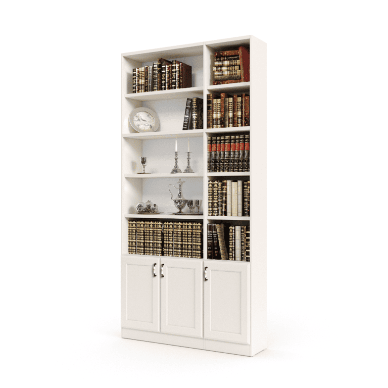 ספריית קודש הכוללת 10 חללי אחסון פתוחים בתוספת 3 דלתות עץ תחתונות – דגם רם בלי זכוכית 3